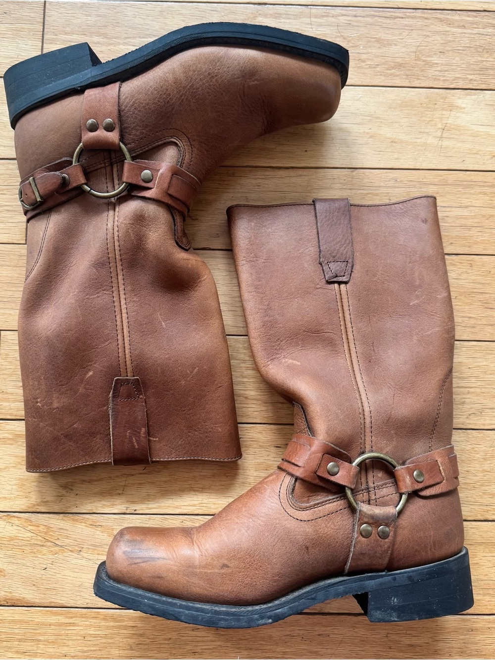 Masterson Vintage Brown Leather Harness Moto Boots Size 9
